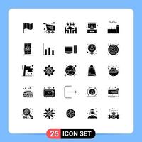 25 Universal Solid Glyph Signs Symbols of cooling tower boiler home seminar conference Editable Vector Design Elements