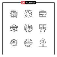 Universal Icon Symbols Group of 9 Modern Outlines of investment web weather search development Editable Vector Design Elements