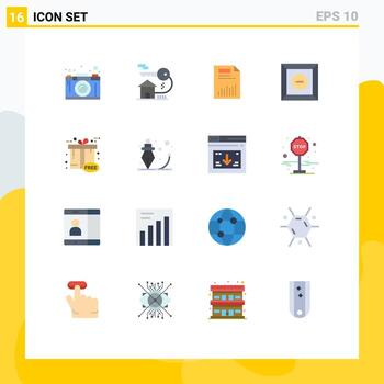 16 User Interface Flat Color Pack of modern Signs and Symbols of delete statistics key paper finance Editable Pack of Creative Vector Design Elements