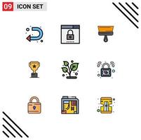 Modern Set of 9 Filledline Flat Colors Pictograph of grow position security top tool Editable Vector Design Elements