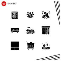 Universal Icon Symbols Group of 9 Modern Solid Glyphs of mattress quad berry bike transport Editable Vector Design Elements