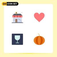 Group of 4 Flat Icons Signs and Symbols for business food money interface pumpkin Editable Vector Design Elements