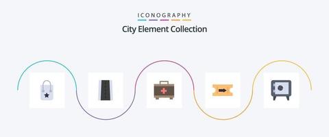 City Element Collection Flat 5 Icon Pack Including . journey. first aid. locker. journey vector