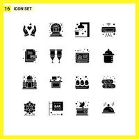 Modern Set of 16 Solid Glyphs Pictograph of wifi internet of things globe internet sport Editable Vector Design Elements