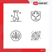 Set of 4 Modern UI Icons Symbols Signs for analysis pencil chemistry canada tool Editable Vector Design Elements