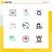 Modern Set of 9 Flat Colors and symbols such as connect decoration commerce celebration moon Editable Vector Design Elements