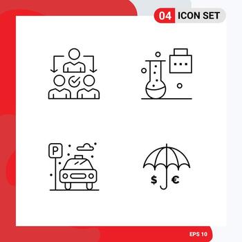 4 User Interface Line Pack of modern Signs and Symbols of assignment city distribution science education car Editable Vector Design Elements