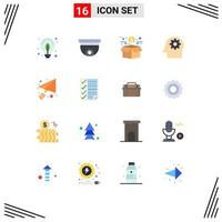 Set of 16 Modern UI Icons Symbols Signs for message mind surveillance mental crowd funding Editable Pack of Creative Vector Design Elements