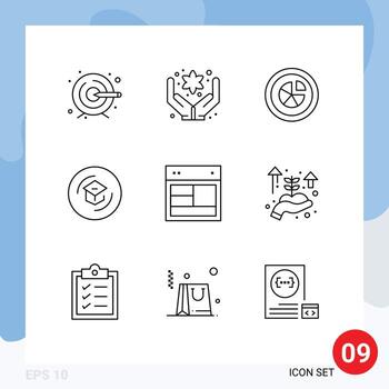 paquete de interfaz de usuario de 9 esquemas básicos del diagrama de la escuela de diseño elementos de diseño vectorial editables de graduación de aprendizaje vector