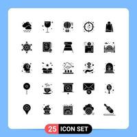 Pictogram Set of 25 Simple Solid Glyphs of shopping handbeg message goal love Editable Vector Design Elements