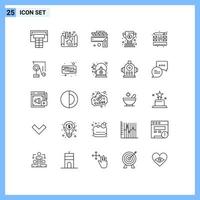 Mobile Interface Line Set of 25 Pictograms of expariment process level creative winner Editable Vector Design Elements