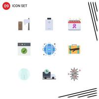 Stock Vector Icon Pack of 9 Line Signs and Symbols for database mac calendar complete world Editable Vector Design Elements