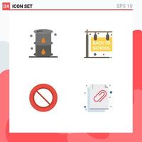 Universal Icon Symbols Group of 4 Modern Flat Icons of energy ban oil education sign Editable Vector Design Elements