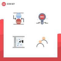 Pack of 4 creative Flat Icons of concentration bath sandclock bid cleaning Editable Vector Design Elements