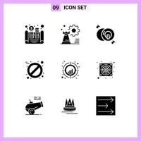 9 User Interface Solid Glyph Pack of modern Signs and Symbols of crosshair tablet config pill multimedia Editable Vector Design Elements