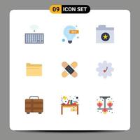 9 Thematic Vector Flat Colors and Editable Symbols of healthcare aid favorite storage file Editable Vector Design Elements