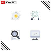 Set of 4 Modern UI Icons Symbols Signs for diet search healthy fitness magnifer Editable Vector Design Elements