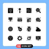 paquete de iconos de vector de stock de 16 signos y símbolos de línea para elementos de diseño de vector editables de audio radiactivo romántico de residuos de cesta