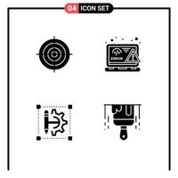 Editable Vector Line Pack of 4 Simple Solid Glyphs of target error circle design edit Editable Vector Design Elements