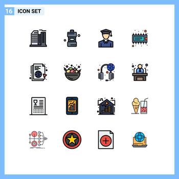 16 Creative Icons Modern Signs and Symbols of globe learning cap ic device Editable Creative Vector Design Elements