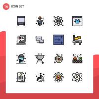 grupo de 16 líneas rellenas de color plano signos y símbolos para comprar elementos de diseño de vectores creativos editables de la red de crédito atómico en línea