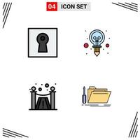 Universal Icon Symbols Group of 4 Modern Filledline Flat Colors of key premium security idea folder Editable Vector Design Elements