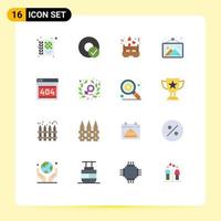 Set of 16 Modern UI Icons Symbols Signs for web frame bed photo gallery Editable Pack of Creative Vector Design Elements
