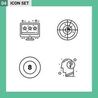 Set of 4 Modern UI Icons Symbols Signs for rating sport area technology education Editable Vector Design Elements