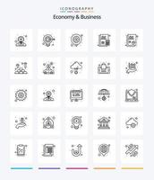 Creative Economy And Business 25 OutLine icon pack  Such As document. finance. accessibility. document. accounting vector