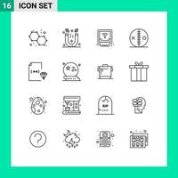 Outline Pack of 16 Universal Symbols of develop voodoo mechanical puncture doll Editable Vector Design Elements