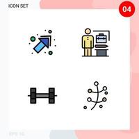 Pack of 4 Modern Filledline Flat Colors Signs and Symbols for Web Print Media such as arrow growth abilities businessman plant Editable Vector Design Elements