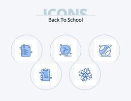 volver a la escuela icono azul paquete 5 diseño de iconos. escuela. oficina. papel. globo. escuela vector