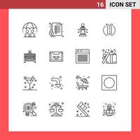 Group of 16 Modern Outlines Set for barrier two way secure trip game Editable Vector Design Elements