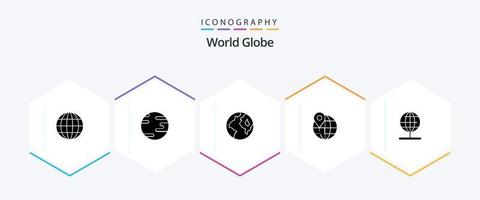 paquete de iconos de 25 glifos de globo que incluye . alfiler. mundo vector