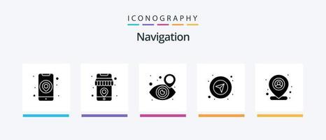 Navigation Glyph 5 Icon Pack Including map. user. eye. navigation. arrow. Creative Icons Design vector