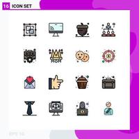 Universal Icon Symbols Group of 16 Modern Flat Color Filled Lines of case people acorn network season Editable Creative Vector Design Elements