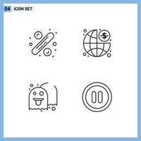 Set of 4 Modern UI Icons Symbols Signs for percentage game tag management fun Editable Vector Design Elements