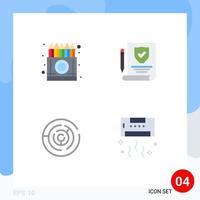 User Interface Pack of 4 Basic Flat Icons of box arrow drawing paper target Editable Vector Design Elements