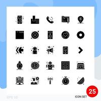 Universal Icon Symbols Group of 25 Modern Solid Glyphs of location pin phone dollar server Editable Vector Design Elements