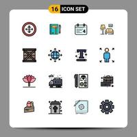 Set of 16 Modern UI Icons Symbols Signs for room american notepad date calender Editable Creative Vector Design Elements