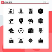 Pictogram Set of 16 Simple Solid Glyphs of location canada lantern play technology Editable Vector Design Elements