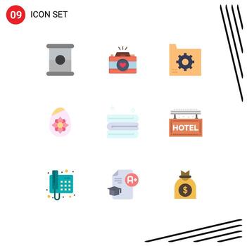 User Interface Pack of 9 Basic Flat Colors of clean easter egg connect easter file Editable Vector Design Elements