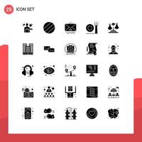 25 Universal Solid Glyphs Set for Web and Mobile Applications building decision help business restaurant Editable Vector Design Elements