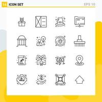 Modern Set of 16 Outlines Pictograph of bank storage autumn server folder Editable Vector Design Elements