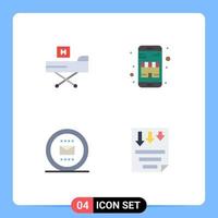 Pack of 4 creative Flat Icons of bed envelope form commerce office Editable Vector Design Elements