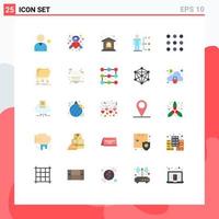 Set of 25 Vector Flat Colors on Grid for call user bank network connect Editable Vector Design Elements
