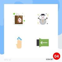 Pack of 4 creative Flat Icons of bag finger shopping snowman gesture Editable Vector Design Elements