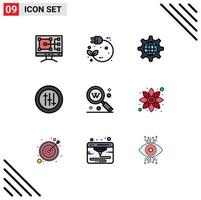 Universal Icon Symbols Group of 9 Modern Filledline Flat Colors of keyword seo global preferences setting Editable Vector Design Elements