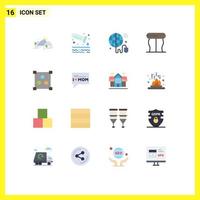 Group of 16 Modern Flat Colors Set for design table tube interior world Editable Pack of Creative Vector Design Elements