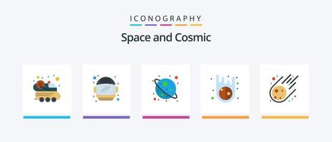 Space Flat 5 Icon Pack Including . meteorite. star. asteroid. meteor. Creative Icons Design vector
